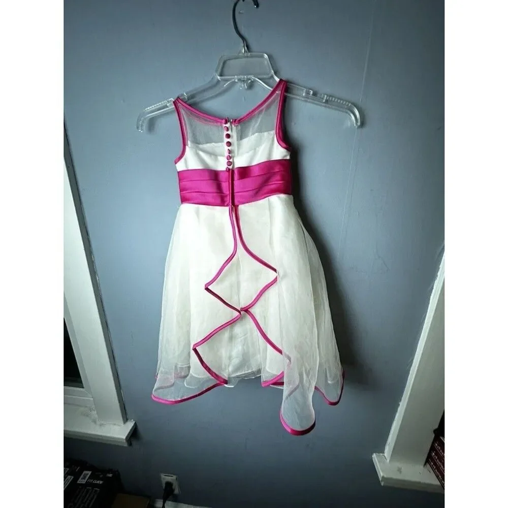 Alfred Angelo Flower Girl Dress, Size 4T?, Ivory Pink Ruffle Back, Floral, party